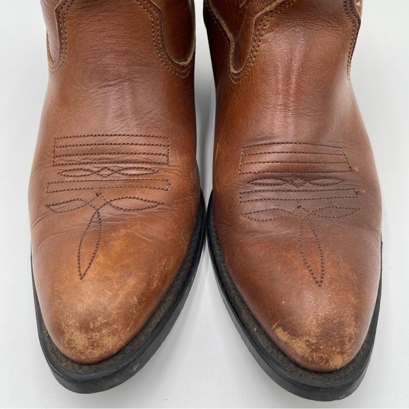 DD Tuff Mens Boots Size 8 D Brown Leather Western Steel Toe Roper Work Boots - Picture 6 of 15